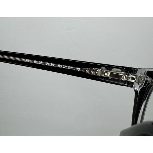 Authentic Ray Ban RB5255 2034 Black on Clear Full Rim Eyeglasses Frame 53-16-135 - Picture 7 of 11